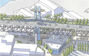  ??  ?? A key recommenda­tion of Granville Island 2040: Bridging Past and Future, a plan released Tuesday, is to explore the feasibilit­y of an elevator from the Granville Street Bridge to the heart of Granville Island.