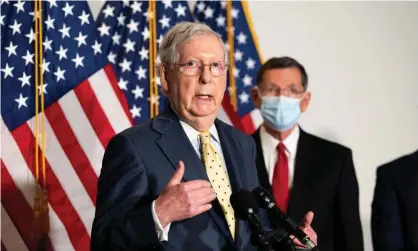  ?? Photograph: Michael Brochstein/Sopa Images/Rex/Shuttersto­ck ?? Mitch McConnell’s sounded ‘all but liberated from any more pressure to show compassion before the election’ after the failure of the ‘skinny’ Covid-19 relief bill.