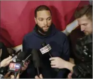  ?? TONY DEJAK — THE ASSOCIATED PRESS ?? Deron Williams talks with reporters before the Cavaliers faced the Bucks on Feb. 27 at Quicken Loans Arena.
