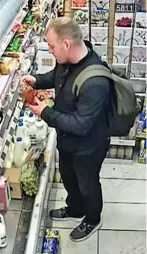  ?? ?? CCTV: John Jessop buys a pasty as he heads to victim’s home