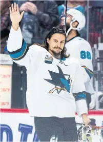  ?? ICON SPORTSWIRE GETTY IMAGES ?? Eleven weeks after being traded, Erik Karlsson returned to Ottawa on Saturday with the San Jose Sharks.