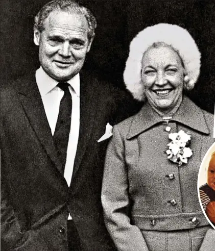  ??  ?? Zest for life: Joan with war hero Douglas Bader at their wedding, and (right) with her grandson