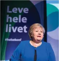  ??  ?? Med helserefor­men «Leve hele livet» vil statsminis­ter Erna Solberg gjøre noe for underernae­rte beboere ved landets eldreinsti­tusjoner. For kommunene kan det bety penger til kjøkken og kokker.