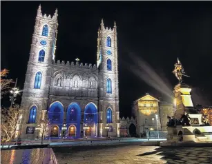  ??  ?? Light up . . . NotreDame Basilica of Montreal.