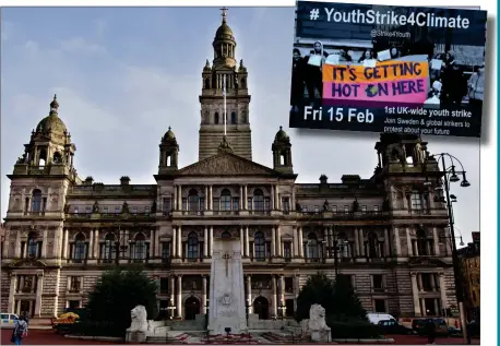  ??  ?? A Youth Strike 4 Climate protest will take place outside Glasgow’s City Chambers on Friday