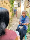  ??  ?? Rose Pantas, 89, remains spritely in conducting a Bible study with one of her students.