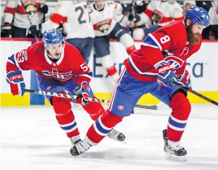  ?? JOHN MAHONEY ?? Rookie defenceman Victor Mete, left, came into training camp as a long shot but he’s earned an NHL job — for at least nine games.