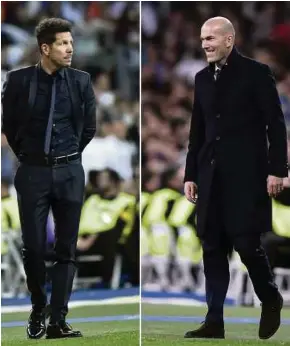  ??  ?? Atletico Madrid coach Diego Simeone (left) and Real Madrid coach Zinedine Zidane.