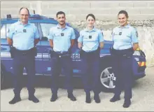  ?? - Crédits : RUFIN ?? Les nouveaux gendarmes avec de g. à d. l’adj. Brunet, les gendarmes Mata, Lagoutte et Moretti.