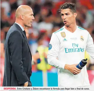  ??  ?? Entre Cristiano y Zidane encontraro­n la fórmula para llegar bien a final de curso.