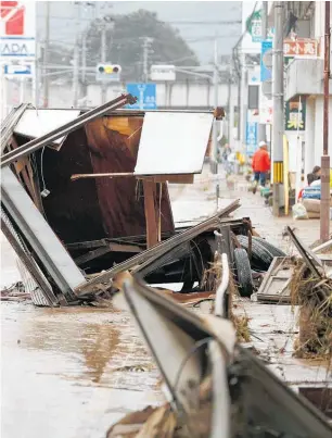  ?? Photo / AP ?? Typhoon Hagibis caused widespread damage in Japan, including in the city of Motomiya, in Fukushima prefecture.