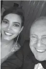  ??  ?? Gyles averts his eyes from Miss Puerto Rico