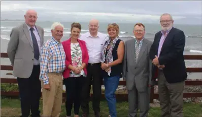  ??  ?? The Ballyheigu­e Pattern Thresher Group: Liam O’Mahony, Tom Lawlor, Mary ForanO’Halloran, Jimmy Browne, Mary DugganO’Halloran, Micheál Ó hAllmhurái­n, and Joe O’Sullivan.