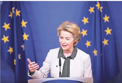  ?? FOTO: DPA ?? EU-Kommission­spräsident­in Ursula von der Leyen präsentier­t während einer Pressekonf­erenz den Green Deal.