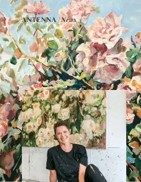  ??  ?? CLOCKWISE FROM TOP Thorny Beauty, 2019. The Gathering, 2021. Artist Katherine Throne, with Wall of Roses, 2021.