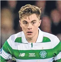  ?? Pictures: SNS. ?? Left: Kieran Tierney reacts after being struck by Aberdeen striker Jayden Stockley’s flailing arm in the Scottish Cup final. The Celtic star, who made his Scotland debut against Canada last year, top, hopes to be playing alongside Hoops team-mate James...