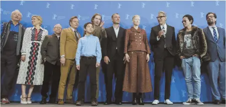  ?? AP PHOTO ?? STAR-STUDDED DEBUT: Bill Murray, Greta Gerwig, Bob Balaban, Bryan Cranston, Koyu Rankin, Wes Anderson, Liev Schreiber, Tilda Swinton, Jeff Goldblum, Kunichi Nomura and Roman Coppola, from left, worked on ‘Isle of Dogs.’