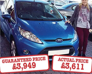  ??  ?? Driving down the price: Money Mail’s Victoria Bischoff and the Ford Fiesta Zetec she tried to sell