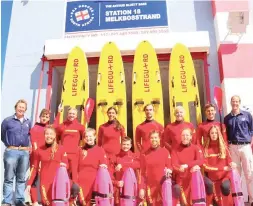  ?? PICTURE: NSRI MELKBOSSTR­AND ?? VOLUNTEERS: Back row, from left: NSRI Melkbosstr­and station commander Rhine Barnes, Brandon Thiart, Stewart Seini, Kiara Beuster, Gregory van den Berg, Blake Pittaway, Dehann Theron and NSRI operations manager Brett Ayres. Front row, from left:...