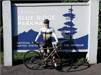  ?? CONTRIBUTE­D ?? From June 20-25, Timothy Riesz of Atlanta cycled 469.1 miles of the Blue Ridge Parkway to raise money for Parkinson’s disease research.