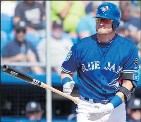  ?? FRANK GUNN/THE CANADIAN PRESS ?? Blue Jays third baseman Josh Donaldson has a bit of a shoulder issue, though neither he nor manager John Gibbons believes it will still be a problem after a couple of days of rest.