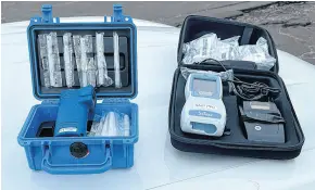  ?? CONTRIBUTE­D/RCMP ?? A breathalyz­er kit and the SoToxa mobile drug screening device, used by RCMP to detect impaired driving. A member of P.E.I.’s RCMP provincial priority unit called the SoToxa device a “game changer” for detecting drug-impaired driving.