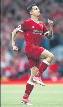  ?? FOTO: GETTY IMAGES ?? Coutinho seguirá celebrando goles con el Liverpool