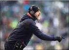  ?? Steph Chambers / Getty Images ?? Bears coach Matt Nagy reacts against the Seahawks on Sunday.