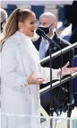  ?? Pool photo via Getty Images ?? Jennifer Lopez performs during the inaugurati­on.