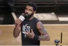  ?? ?? Brooklyn Nets star Kyrie Irving speaks before an October game against the New Orleans Pelicans. Photograph: Frank Franklin II/AP