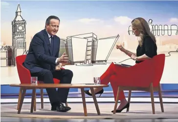  ?? PHOTOGRAPH: JEFF OVERS/BBC/PA ?? David Cameron told Laura Kuenssberg that Hamas are ‘dreadful, inhuman people’