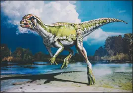  ?? ?? A rendering by Julius Csotonyi of the Nevadadrom­eus schmitti dinosaur is displayed at the Nevada Science Center in Henderson.