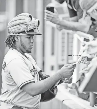  ?? MARK J. REBILAS/USA TODAY SPORTS ?? Blue Jays third-base prospect Vladimir Guerrero Jr. has hit 41 homers with a .331 batting average over three seasons in the minors.