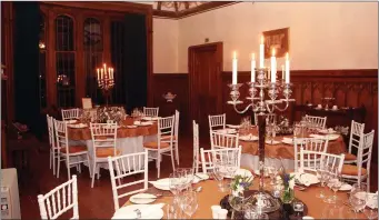  ??  ?? The dining room at Wells House set up for a wedding.