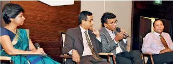  ??  ?? From left: Guardian Acuity Asset Management Limited Joint Managing Director Ruvini Fernando, Megapolis Project Investment­s Head Nayana Mawilmada, Twcorp (Pvt.) Ltd Chairman Thilan Wijesinghe and John Keells Holdings PLC Property Sector President Suresh...