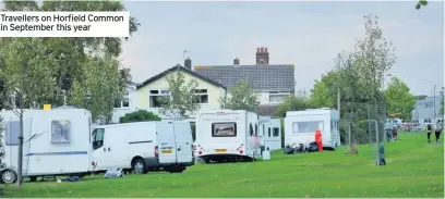  ??  ?? Travellers on Horfield Common in September this year