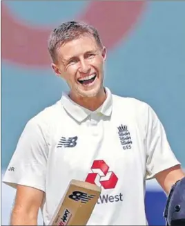  ?? PTI ?? England skipper Joe Root celebrates after scoring 200 on the second day of the Chennai Test on Saturday.