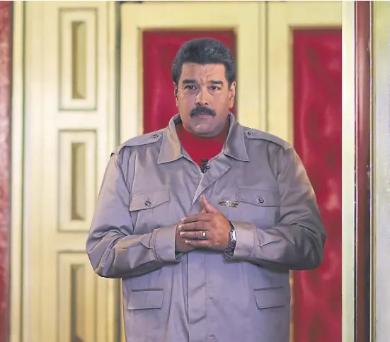 ?? reuters ?? Maduro, en el Palacio de Miraflores durante su programa de televisión
