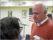  ?? RICK KAUFFMAN — DIGITAL FIRST MEDIA ?? U.S. Rep Pat Meehan, R-7 of Chadds Ford, was in Drexel Hill Wednesday to discuss Medicare eligibilit­y with seniors at the Pilgrim Gardens Senior Center.