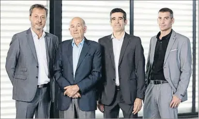  ?? LV ?? Ramon Mandaña, Sebastià Catllà i Calvet y Sebastià y Jordi Catllà i Fernández, directivos de Oliva Torras