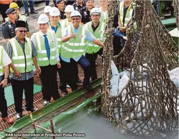  ??  ?? IKAN tuna didaratkan di Pelabuhan Pulau Pinang.