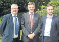  ??  ?? Giving bankers’ views on the state of farming, from left: Roddy McLean, Jimmy McLean and Marcus Wright.