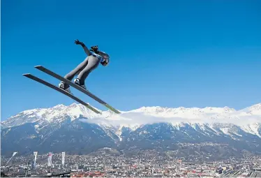  ?? Reuters ?? Im Anflug auf Innsbruck: Markus Eisenbichl­er landete erstmals ganz oben auf dem Podest.