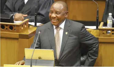  ?? PHANDO JIKELO African News Agency (ANA) ?? PRESIDENT Cyril Ramaphosa addresses the country in his second State of the Nation Address after taking the reins from President Jacob Zuma, who resigned last year. |