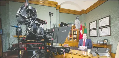  ?? TROY FLEECE FILES ?? Murray Mandryk says it's time for Premier Scott Moe to do a televised address, like he did last April, and give Saskatchew­an residents clear guidance on dealing with the third wave of COVID-19. Above, Moe rehearses for that April 2020 address.