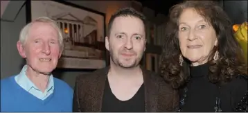  ??  ?? James Mackin, with Brendan and Rosie Crean at James’ 40th birthday party in Byrne’s of No. 10, Hill Street.