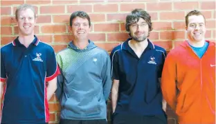  ??  ?? Warragul ended Labertouch­e’s run for five consecutiv­e premiershi­ps in section one. Pictured from left Hayden Fowler, Chris Huntingfor­d, Lachlan Davey and Ashley Hallahan