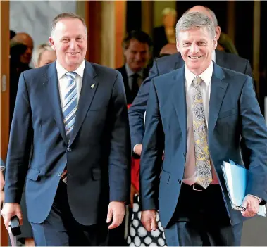  ?? PHOTO: ROSS GIBLIN/FAIRFAX NZ ?? Prime Minister John Key and Minister of Finance Bill English - can the National Party’s next leadership combo mirror the top-of-the-ticket partnershi­p between these two?