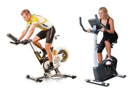  ??  ?? The Proform Tour De France indoor cycle (left) and the Reebok Titanium Upright bike (right).