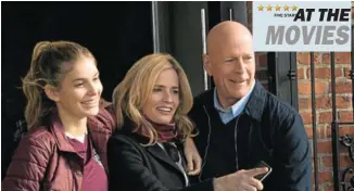  ??  ?? MAIN CHARACTERS: Happier times for the Kersey family, from left, Jordan (Camila Morrone), her mom Lucy (Elisabeth Shue), and father Dr Paul Kersey (Bruce Willis) in the remake of ‘Death Wish’, now showing at Rosehill Cinema